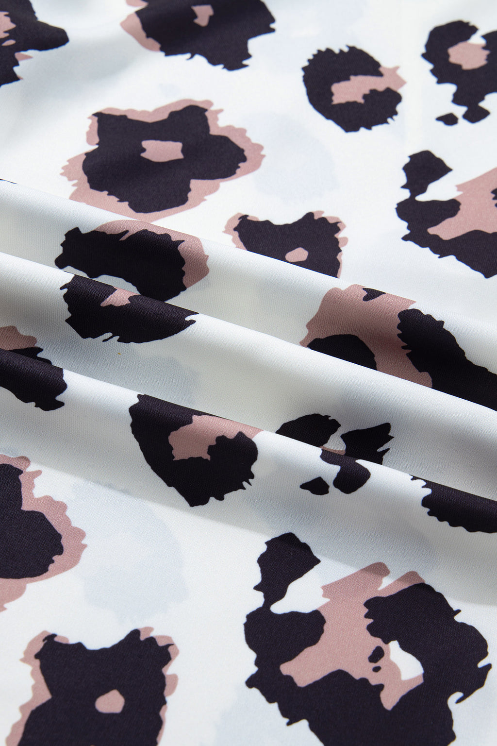 Khaki Leopard Print Contrast V Neck Plus Size Shift Mini Dress