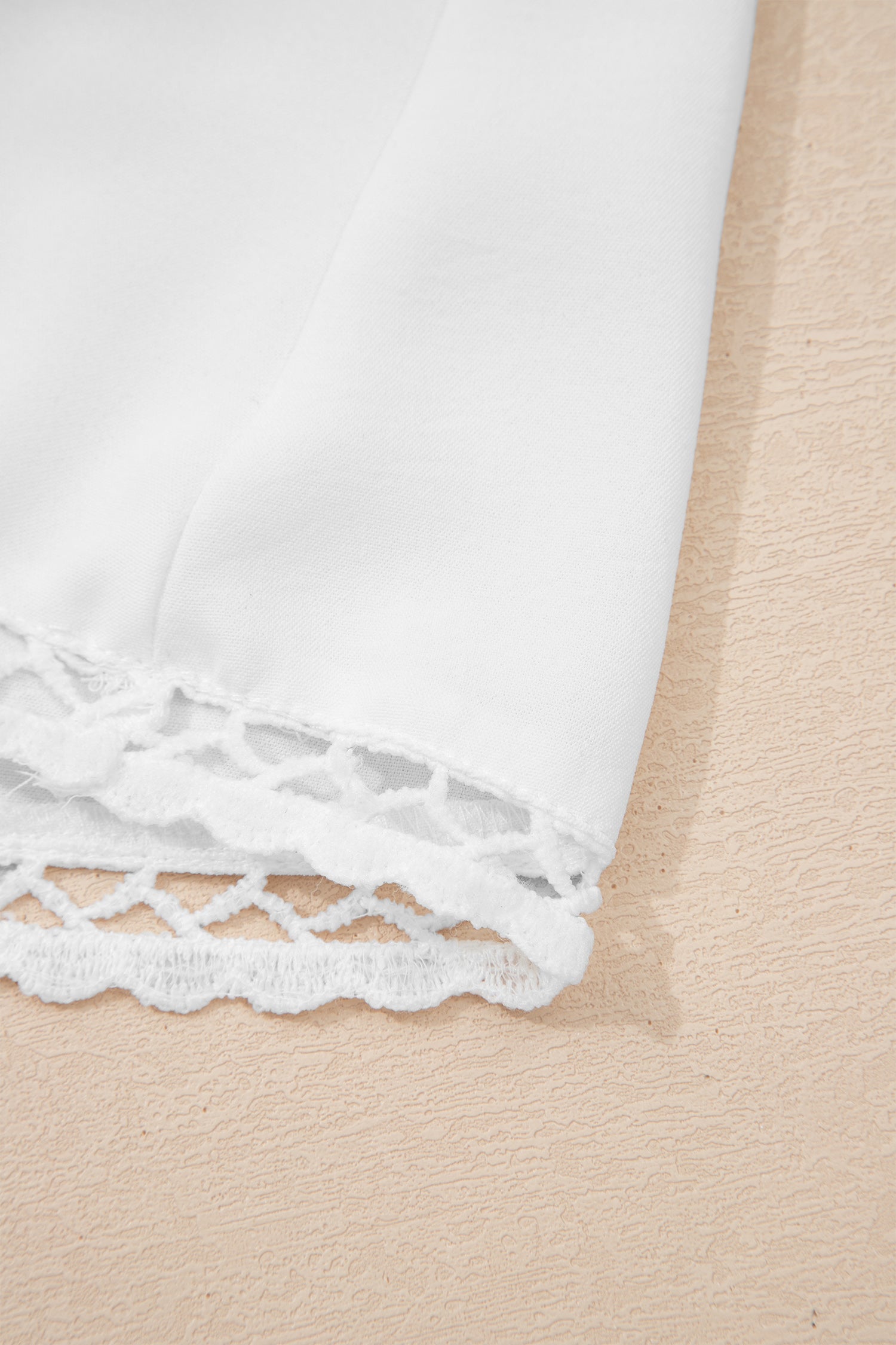 White Plus Size Frilled Elastic Waist Lace Trim Boho Ruffled Shorts