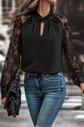 Black Keyhole Lace Blouse