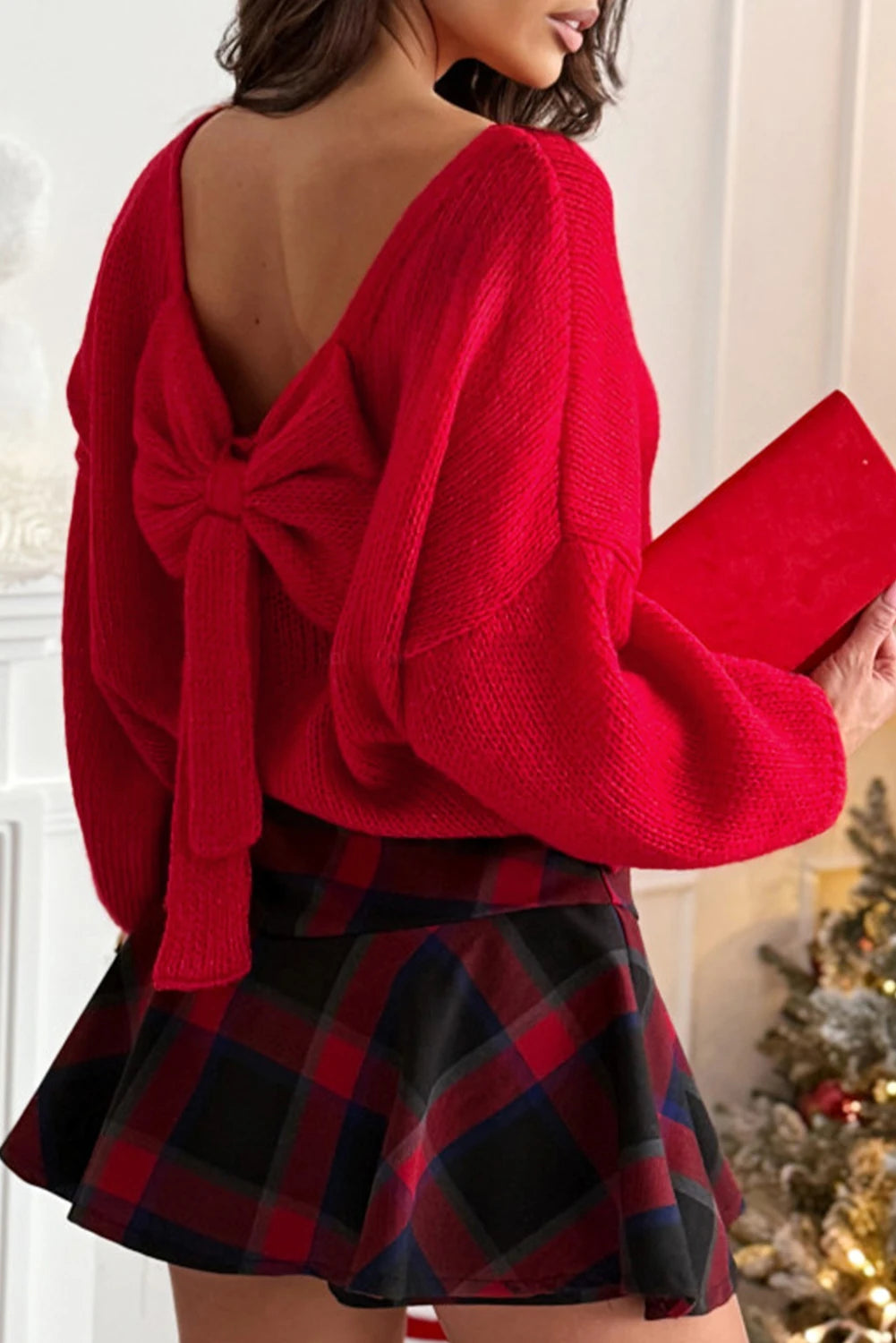 Bow Season Backless Sweater