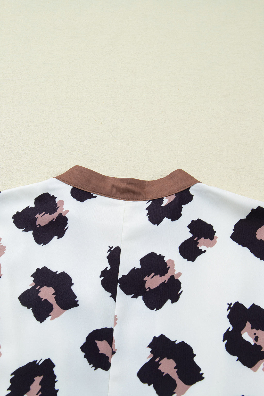 Khaki Leopard Print Contrast V Neck Plus Size Shift Mini Dress